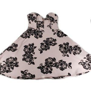 Trixxi Strapless Pink Dress with Black Floral